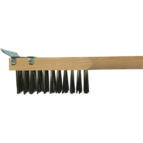 Brosse de nettoyage avec racloir, Acier inoxydable, 3 x 10 rangs de fils, Longueur 20" OCP Construction Supplies