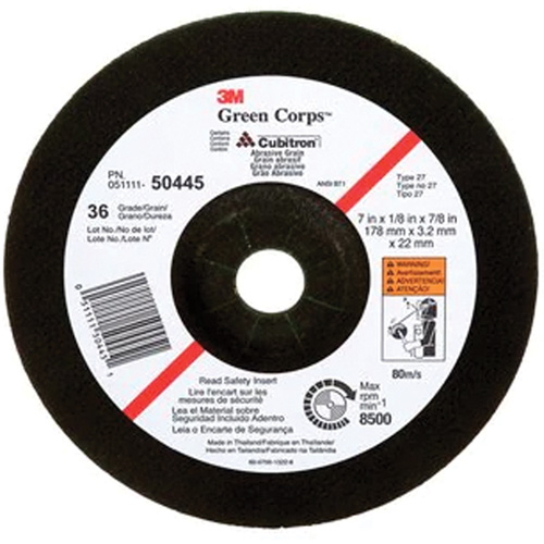 Meule &agrave; moyeu d&eacute;port&eacute; Green Corps, 7" x 1/8", Arbre 7/8", C&eacute;ramique, Type 27 OCP Construction Supplies