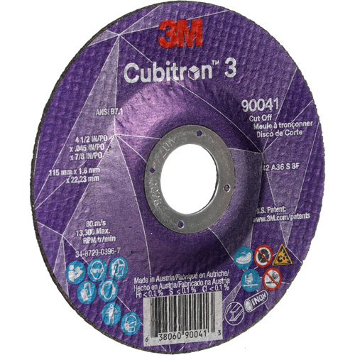 Meule &agrave; tronçonner Cubitron 3, 4-1/2" x 0,045", Arbre de 7/8", Type T27, C&eacute;ramique, 13 300 Tr/min OCP Construction Supplies
