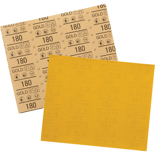 Feuille abrasive dor&eacute;e 12545, 9" x 11", Grain 180, Oxyde d'aluminium OCP Construction Supplies