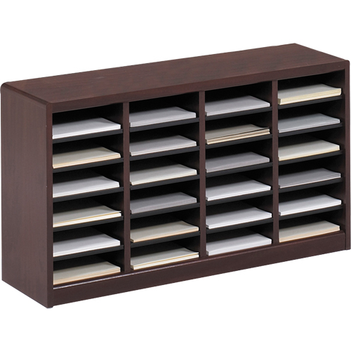E-Z Stor&reg; Literature Organizer, Stationary, 24 Slots, Wood, 40" W x 11-3/4" D x 23" H OCP Construction Supplies