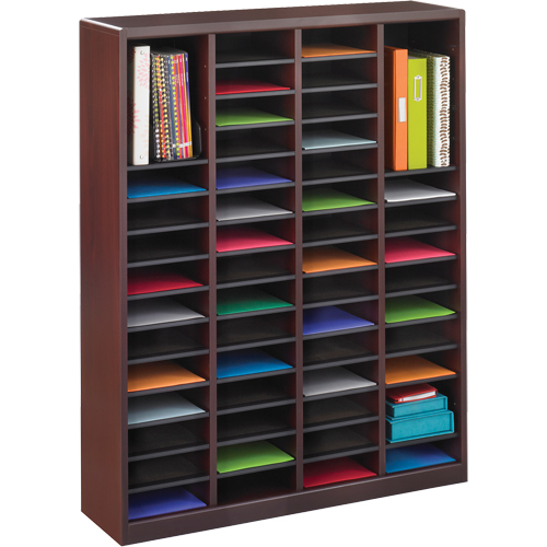 E-Z Stor&reg; Literature Organizer, Stationary, 60 Slots, Wood, 40" W x 3/4" D x 52-1/4" H OCP Construction Supplies