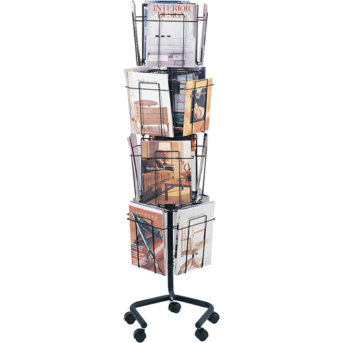 Literature Display Racks - Rotary Floor Displays, Rotating, 16 Slots, Wire Mesh, 15" W x 15" D x 60" H OCP Construction Supplies