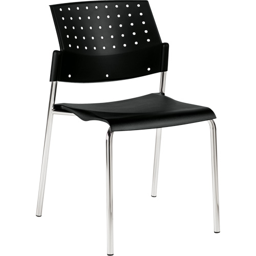 Chaise sans accoudoirs empilables, Plastique, Hauteur 33", Capacit&eacute; 300 lb, Noir OCP Construction Supplies