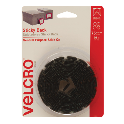 Attaches en jeton, Boucle et crochet, 5/8" dia., Adh&eacute;sif, Noir OCP Construction Supplies