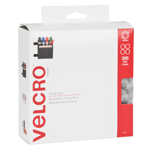 Attaches en jeton, Boucle et crochet, 3/4" dia., Adh&eacute;sif, Blanc OCP Construction Supplies