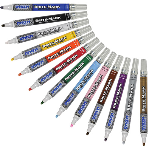 Brite-Mark&reg; Medium Paint Marker, Liquid, White OCP Construction Supplies