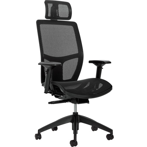 Format+ High-Back Weight-Sensing Synchro-Tilter with Headrest, Mesh, Black, 300 lbs. Capacity OCP Construction Supplies
