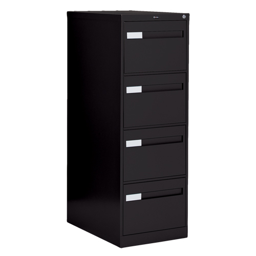 Vertical Filing Cabinet with Recessed Drawer Handles, 4 Drawers, 18.15" W x 26.56" D x 52" H, Black OCP Construction Supplies