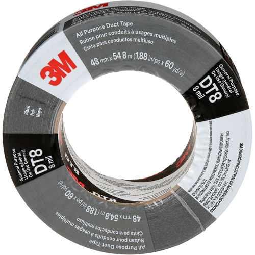 DT8 All-Purpose Duct Tape, 8 mils, Black, 48 mm (2") x 55 m (180') OCP Construction Supplies