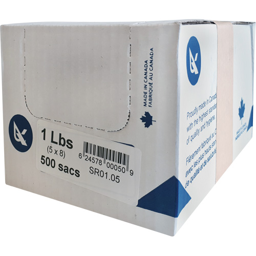 Sacs de la s&eacute;rie SR pour l'emballage alimentaire en vrac, Dessus ouvert, 18" x 8", 0,85 mil OCP Construction Supplies