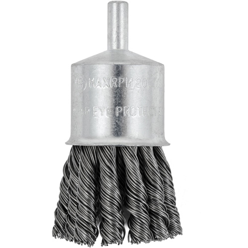 Shaft Mounted Knot Twisted End Brush, 1-1/8" Dia. x 1/4" Arbor OCP Construction Supplies
