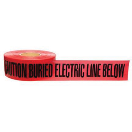 "Buried Electric Line" Identoline&reg; Underground Warning Tape, 3" W x 1000' L, Black on Red OCP Construction Supplies