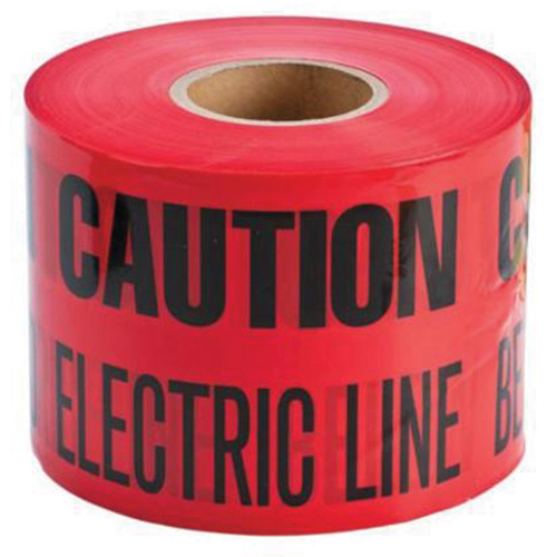 "Buried Electric Line" Identoline&reg; Underground Warning Tape, 6" W x 1000' L, Black on Red OCP Construction Supplies