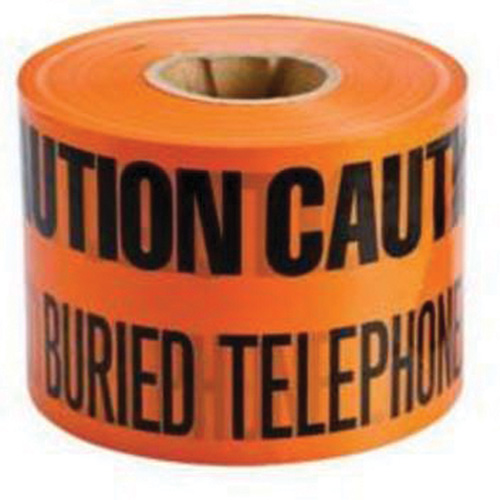 "Buried Telephone Line" Identoline&reg; Underground Warning Tape, 6" W x 1000' L, Black on Orange OCP Construction Supplies