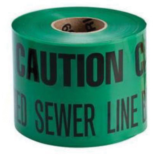 "Buried Sewer Line" Identoline&reg; Underground Warning Tape, 6" W x 1000' L, Black on Green OCP Construction Supplies