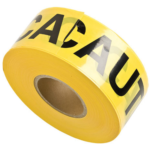 Barricade Tape, English, 3" W x 1000' L, 3 mils, Black on Yellow OCP Construction Supplies