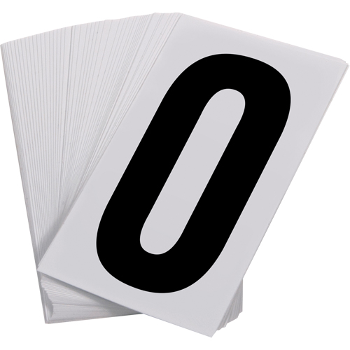 Pressure Sensitive Numbering, 0, 3-1/2" H, Black on White OCP Construction Supplies