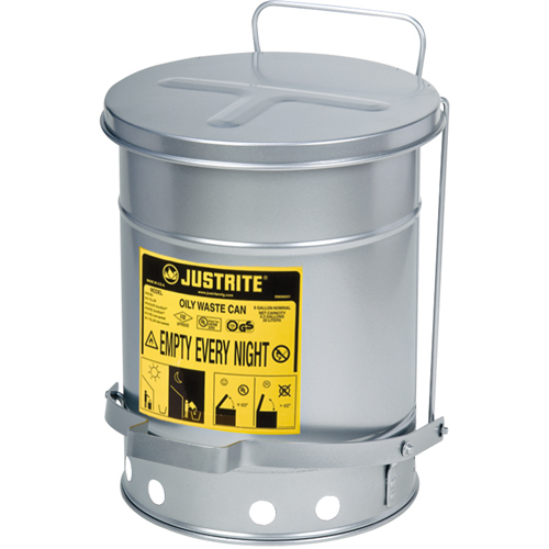Oily Waste Cans, FM Approved/UL Listed, 6 US Gal., Silver OCP Construction Supplies