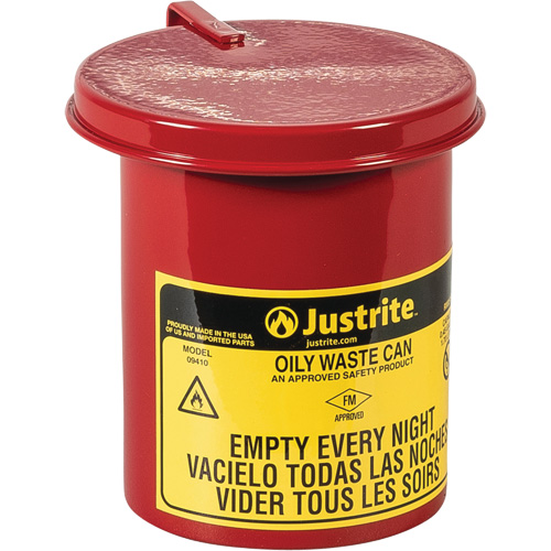 Mini Bench - Top Oily Waste Cans, FM Approved, 0.45 US gallon, Red OCP Construction Supplies