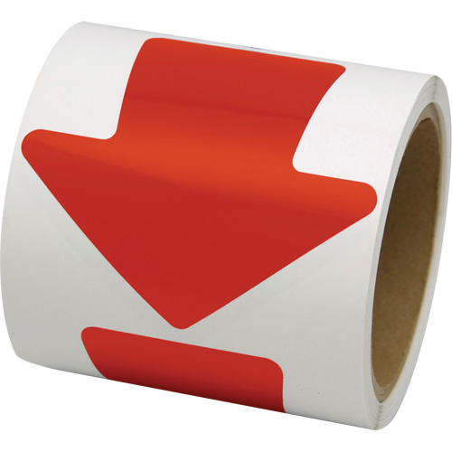 Coloured Floor Marking Decals, Arrow, 4" L x 4" W, Red, Vinyl OCP Construction Supplies