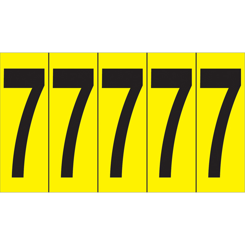Rep&egrave;res adh&eacute;sifs &agrave; chiffres individuels, 7, 3-7/8" h, Noir sur jaune OCP Construction Supplies