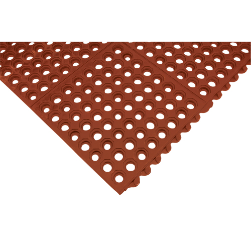 Tapis modulaire antifatigue, Nid d'abeilles, 3' x 3' x 1/2", Brun, Nitrile/Caoutchouc OCP Construction Supplies