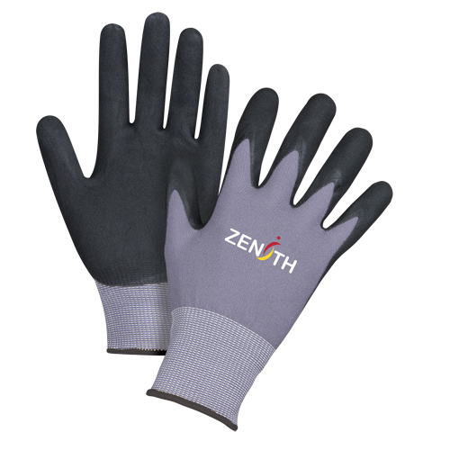 Gants ZX-1 de premi&egrave;re qualit&eacute; compatibles avec les &eacute;crans tactiles, 10/T-Grand, R&ecirc;vetement Nitrile/Mousse de nitrile, Calibre 15, Enveloppe en Nylon OCP Construction Supplies