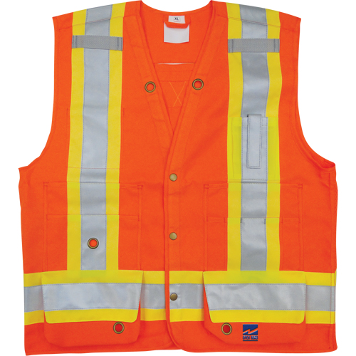 Surveyor Safety Vest, High Visibility Orange, Small, Polyester OCP Construction Supplies