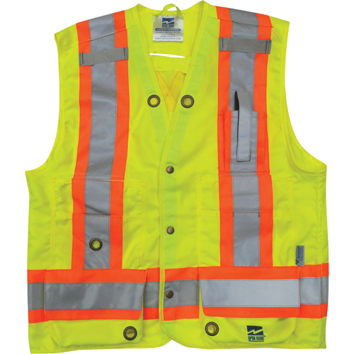 Veste de s&eacute;curit&eacute; pour arpenteur, Jaune lime haute visibilit&eacute;, Petit, Polyester OCP Construction Supplies