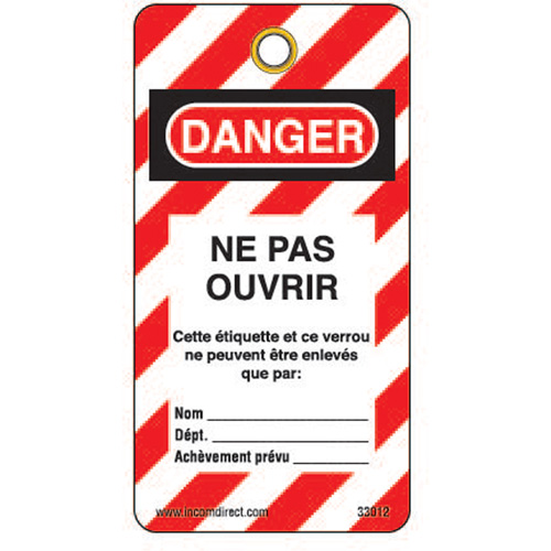 Lockout Tags, Plastic, 3" W x 5-3/4" H, French OCP Construction Supplies