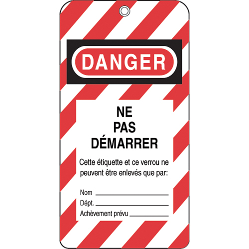 Lockout Tags, Plastic, 3" W x 5-3/4" H, French OCP Construction Supplies