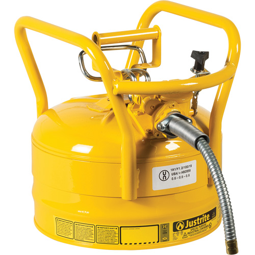 D.O.T. AccuFlow Safety Cans, Type II, Steel, 2.5 US gal., Yellow, FM Approved OCP Construction Supplies