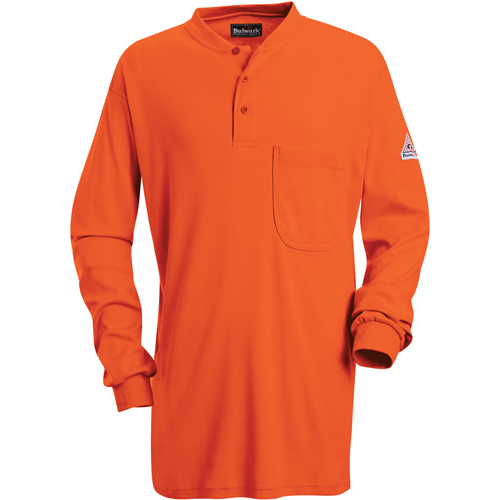 Chemises Henley sans &eacute;tiquette &agrave; manches longues r&eacute;sistantes aux flammes, Petit, Orange OCP Construction Supplies