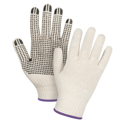 Gants l&eacute;gers tricot&eacute;s &agrave; pois, Poly/coton, Un c&ocirc;t&eacute;, Calibre 7, T-petit OCP Construction Supplies
