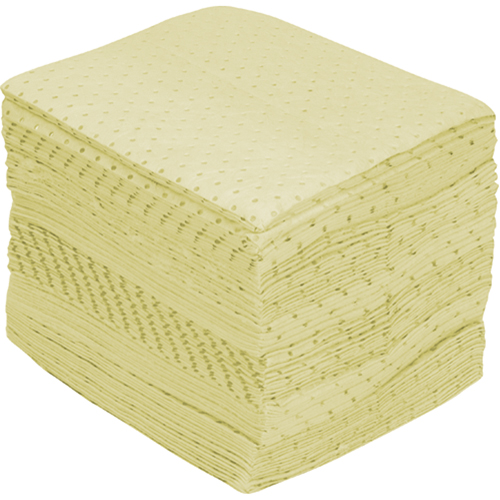 Feuilles absorbantes en fibres fines de premi&egrave;re qualit&eacute;, Mati&egrave;res dangereuses, 15" x 17", 25 gal. d'absorption OCP Construction Supplies