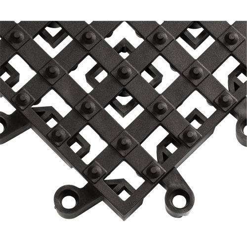 ErgoDeck&reg; Matting With Integrated No-Slip Cleats No. 553, PVC, 1-1/2' W x 1-1/2' L, 7/8" Thick, Black OCP Construction Supplies