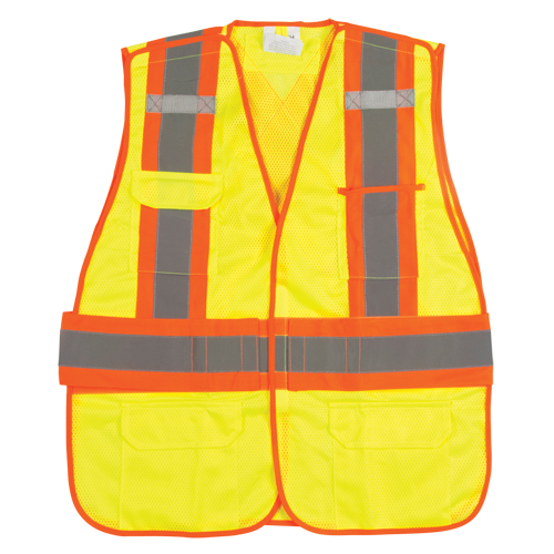 CSA Compliant High Visibility Surveyor Vest, High Visibility Lime-Yellow, 2X-Large, Polyester OCP Construction Supplies