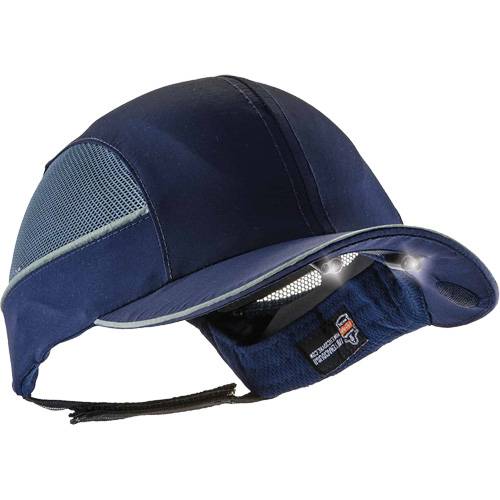 Skullerz&reg; 8960 Long Brim Bump Cap with LED Lighting, Navy Blue OCP Construction Supplies
