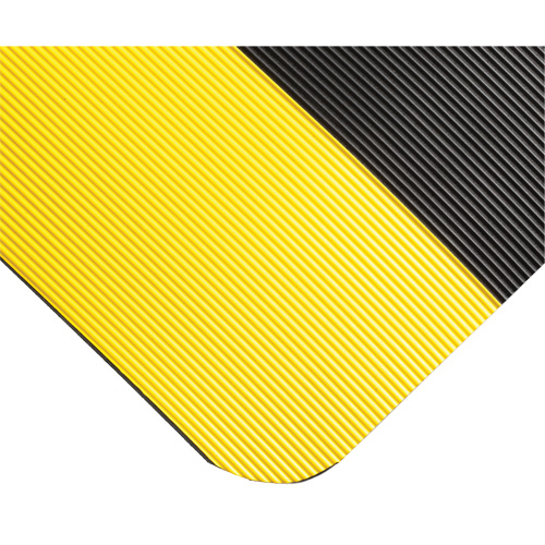 Corrugated Switchboard Matting No.702, 3' W x 10' L, 1/4" Thickness, Black/Yellow, PVC OCP Construction Supplies
