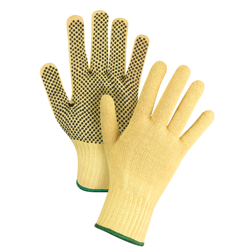 Gants tricot&eacute;s sans couture &agrave; pois, Taille Moyen/8, Calibre 7, Rev&ecirc;tement PVC, Enveloppe en Kevlar, ASTM ANSI niveau A2/EN 388 niveau 3 OCP Construction Supplies