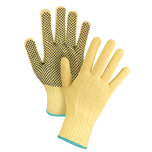 Gants tricot&eacute;s sans couture &agrave; pois, Taille T-Grand/10, Calibre 7, Rev&ecirc;tement PVC, Enveloppe en Kevlar, ASTM ANSI niveau A2/EN 388 niveau 3 OCP Construction Supplies