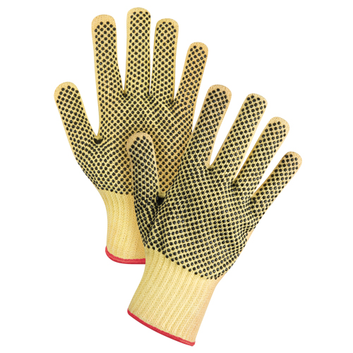 Double-Sided Dotted Seamless String Knit Gloves, Size Small/7, 7 Gauge, PVC Coated, Kevlar&reg; Shell, ASTM ANSI Level A2/EN 388 Level 3 OCP Construction Supplies