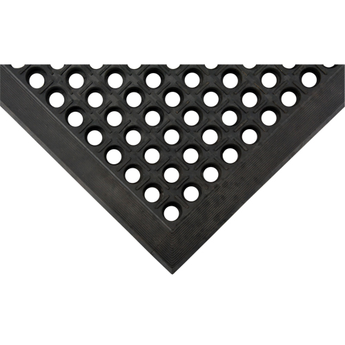 Tapis antifatigue, &agrave; fentes, 3' x 5' x 7/8", Noir, Caoutchouc naturel OCP Construction Supplies