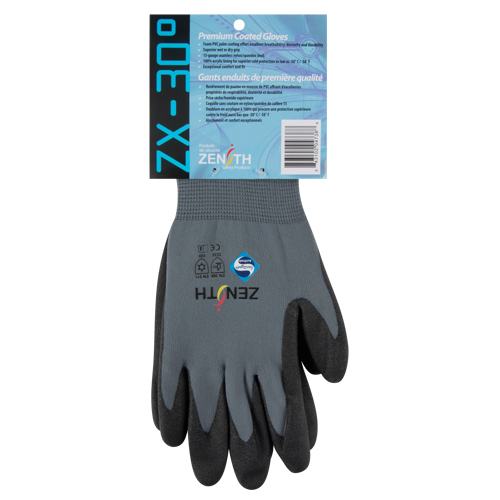 Gants enduits de premi&egrave;re qualit&eacute; ZX-30°, 8/Moyen, R&ecirc;vetement PVC, Calibre 15, Enveloppe en Nylon OCP Construction Supplies