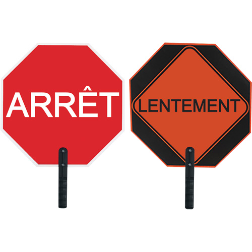 Double-Sided "Arr&ecirc;t/Lentement" Traffic Control Sign OCP Construction Supplies