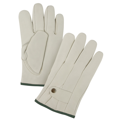 Premiun Winter-Lined Ropers Gloves, Medium, Grain Cowhide Palm, Fleece Inner Lining OCP Construction Supplies