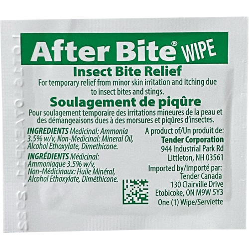 After Bite Insect Sting Relief Towelettes OCP Construction Supplies