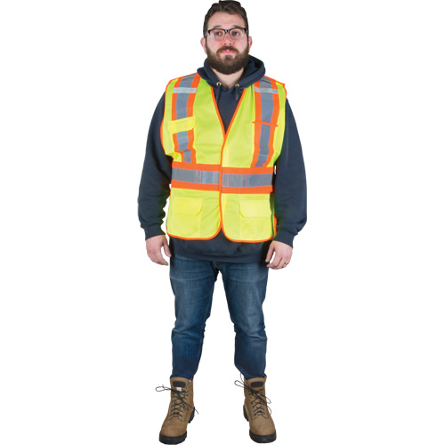 Veste d'arpenteur r&eacute;sistante aux flammes, Jaune lime haute visibilit&eacute;, Moyen, Polyester OCP Construction Supplies