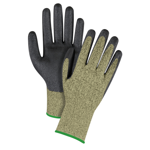 Black & Yellow Seamless Stretch Cut-Resistant Gloves, Size Medium/8, 13 Gauge, Foam Nitrile Coated, Aramid Shell, ASTM ANSI Level A6 OCP Construction Supplies